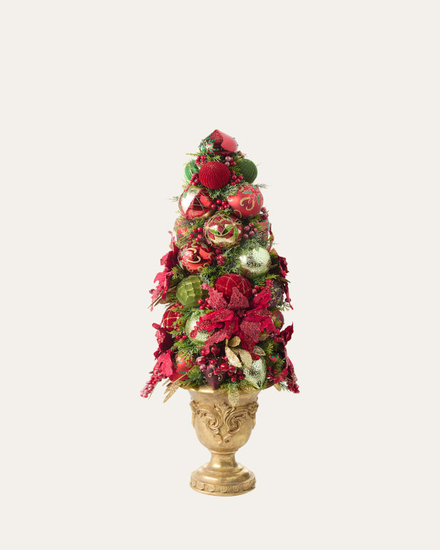 Regal Ruby 42" Cone Christmas Tree in Golden Urn